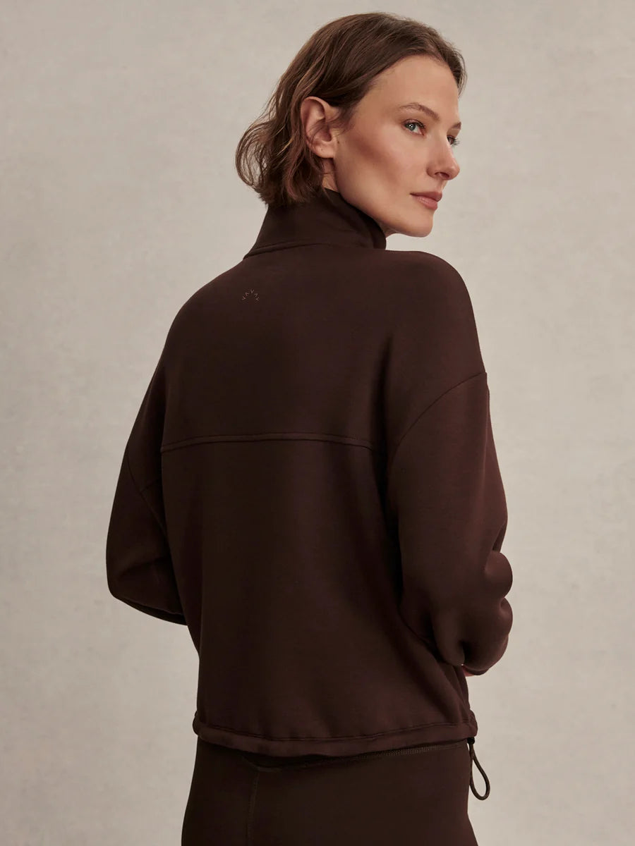 Sian Cropped Half-Zip Sweat - Coffee Bean
