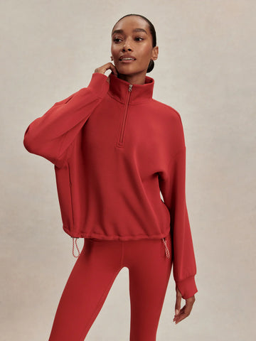 Sian Cropped Half-Zip Sweat - Lava Falls