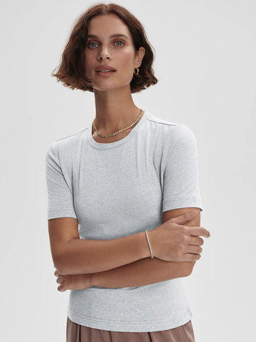 Regina Fitted Tee - Light Grey Marl
