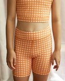 Kids Bike Shorts - Amber Gingham