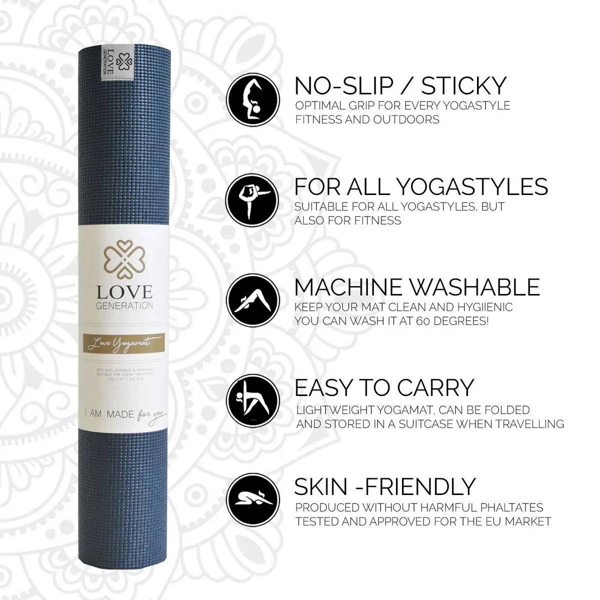 Love Yoga Mat - Dark Blue