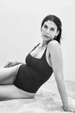 Scallop Square Neck Bralette One Piece - Black