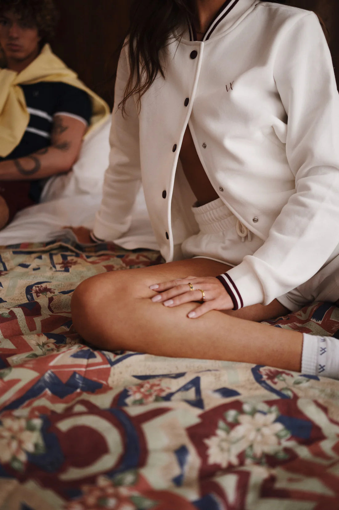Mona Jacket - White/Burgundy