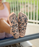 Classic Low Rise Grip Socks - Peach Cheetah