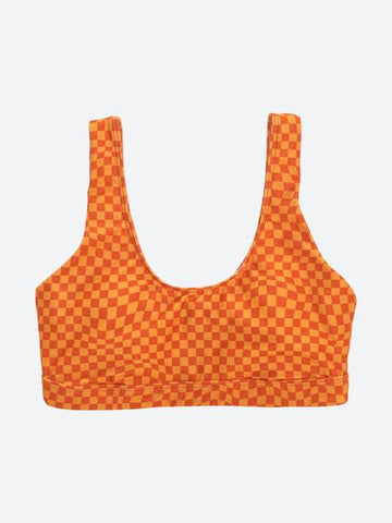 Sport Bikini Top - Orange Chess - L