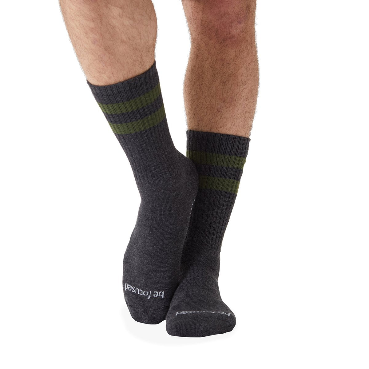 Sticky Be Men Crew Socks - Be Focused - Charcoal/Hunter