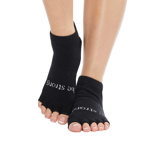 Sticky Be Half Toe Socks –  Be Strong - Black/White