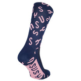 Cycling Socks Tall Height- Navy/Pink