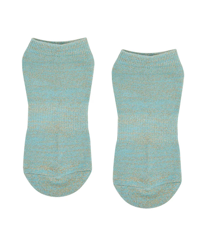Classic Low Rise Grip Socks - Turquoise/Gold