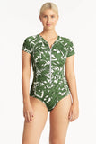 Retreat Short Sleeved One Piece - Olive