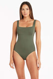 Eco Essentials Square Neck One Piece - Khaki