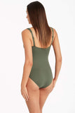 Eco Essentials Square Neck One Piece - Khaki